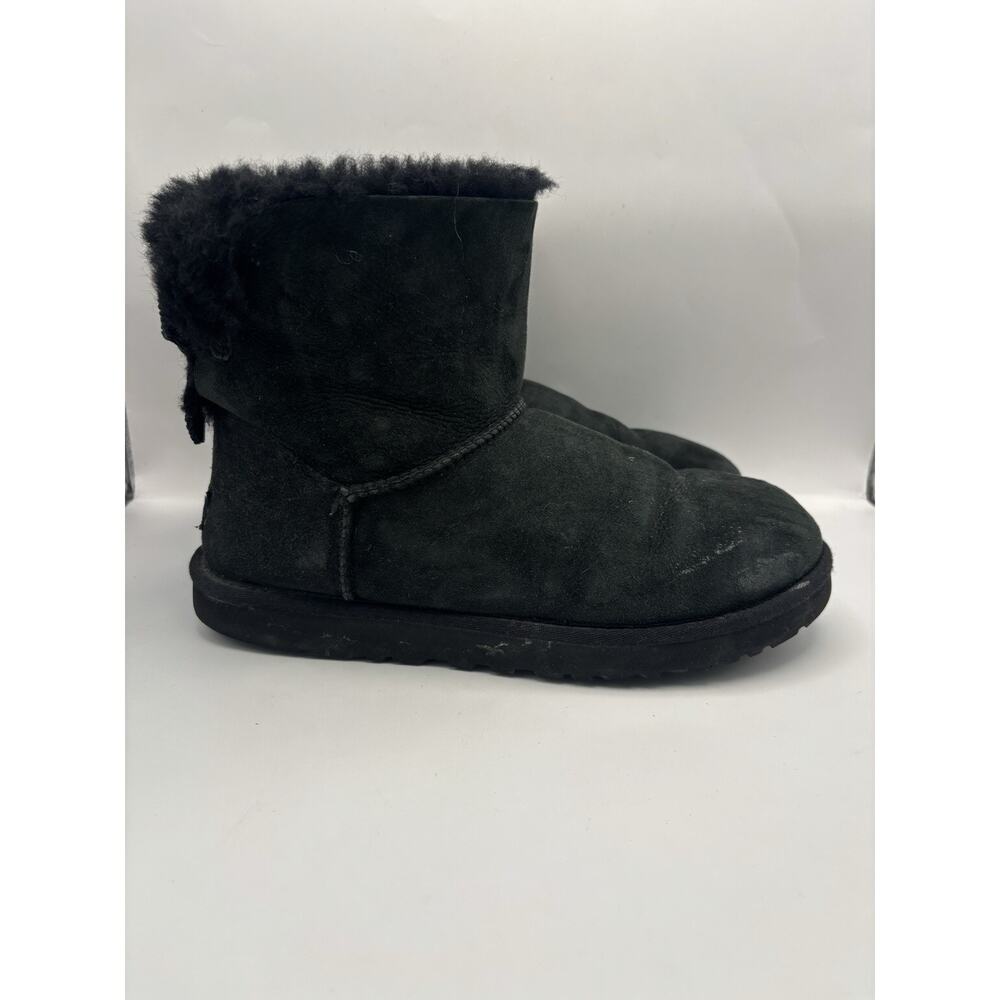 Ugg Mini Bailey Bow II Black Boots Women Size 9